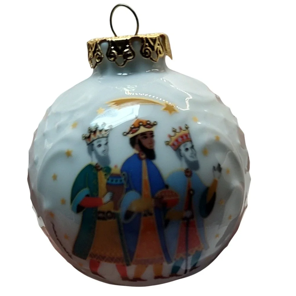 Vintage Lindner Nativity Ornaments Hand Painted Porcelain Bavaria Set of Two‎ - Picture 4 of 15